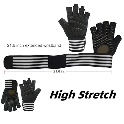 Weightlifting Gloves Padded Workout Gloves with Wrist Wrap Support Gym Gloves for Men Women Gym Exercise Fitness Training Lifting Dumbbell - size: X-Large