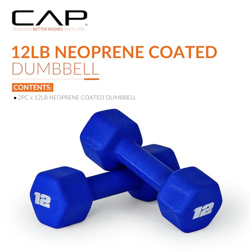 CAP Barbell Neoprene Dumbbell Weights Pairs & Sets | Color Series - style: 12 lb Pair