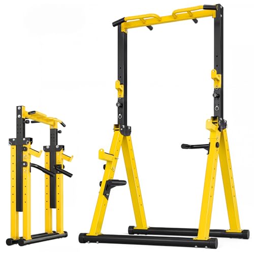 700LBS Foldable Power Tower Pull Up Bar - Multi-function Power Tower Dip Station with Adjustable Height for Home Gym, Portable Free Standing Strength Training Equipment for Indoor & Outdoor