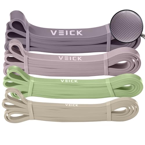 VEICK Pull Up Resistance Bands Set, Heavy Stretch Workout Bands, Fitness Assistance Bands for Men Women, Portable Exercise Equipment for Home Gym Office Travel - color: Green/Purple Set of 4