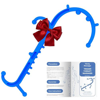 Back and Neck Massager for Pain Relief Deep Tissue, Upgraded Full Body Trigger Point Cane Massage Tools, Therapy Massage Stick Pressure Point Hook, Muscle Knot Remover Tool (Blue)