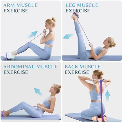 Foot Pedal Resistance Band with Handle Multifunction Tension Rope for Women Exercise Fitness Workout Stirrup Puller - color: Blue