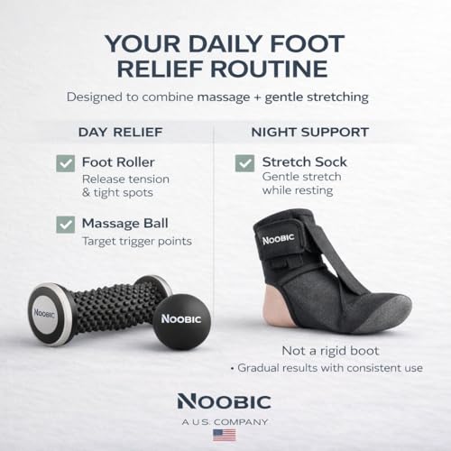Plantar Fasciitis Night Splint, Foot Roller & Lacrosse Ball for Tension Relief, Foot Pain Relief Heel Spur, Arch Pain, Achilles Tendonitis, Comfortable and Gentle Foot Brace Men and Women (L)