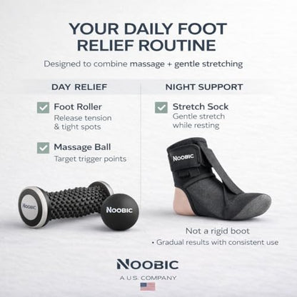 Plantar Fasciitis Night Splint, Foot Roller & Lacrosse Ball for Tension Relief, Foot Pain Relief Heel Spur, Arch Pain, Achilles Tendonitis, Comfortable and Gentle Foot Brace Men and Women (L)