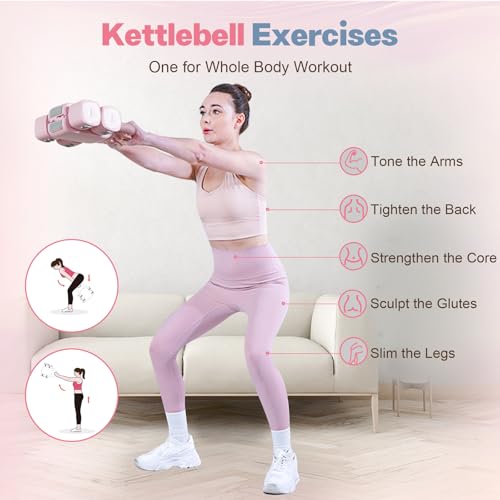 kisnbld Adjustable Dumbbell Set, 2-in-1 Dumbbells & Kettlebell,Hand Weights - color: Pink