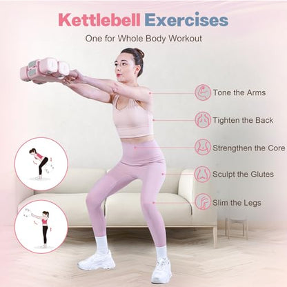 kisnbld Adjustable Dumbbell Set, 2-in-1 Dumbbells & Kettlebell,Hand Weights - color: Pink