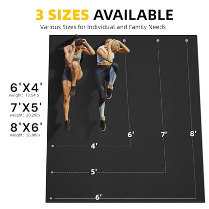CAMBIVO Large Exercise Mat for Home Workout, 8'x6'/7'x5'/6'x4' (7 mm) Extra Thick Exercise Mat for Home Gym, Shoe-Friendly, Non-Slip Gym Mat for Jump Rope, Weights, Cardio, Fitness