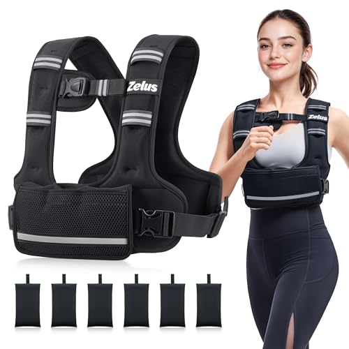 ZELUS Adjustable Weighted Vest for Women, Curve-Fit Ergonomic Workout Vest with 6 Removable Iron Sand Bags for Walking, Cardio & Strength Training, Available in 4–10 lb, 11–20 lb & 20–32 lb Options - size: 11-20LB