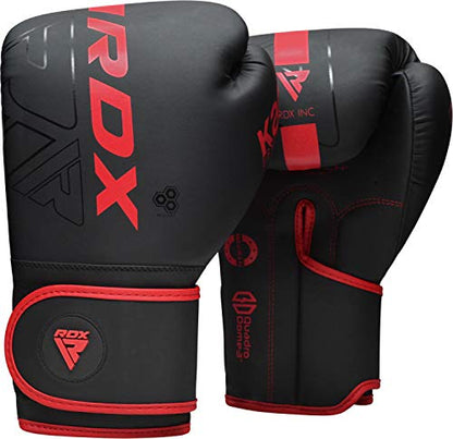 RDX Boxing Gloves, Pro Training Sparring, Maya Hide Leather, Muay Thai MMA Kickboxing, Men Women Adult, Heavy Punching Bag Focus Mitts Pads Workout, Ventilated Palm, Multi Layered, 8 10 12 14 16 18 Oz - color: RED, size: 12 OZ