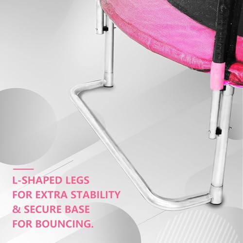 1500LBS 10FT 12FT 14FT 16FT Trampoline for Kids Adults with Basketball Hoop, Enclosure Net, Sprinkler, Lights, Disco Ball with Music Speaker, Heavy Duty Trampoline Outdoor Trampolines - color: Pink - 8 Foot