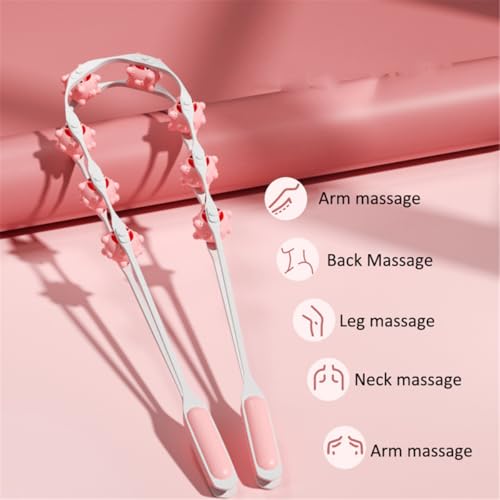Back Massage Roller Rope, Manual Balll Pull Back Strap with 8 Rollers, Handheld Cellulite Self Massage Tool for Body Shaping, Leg Muscle Relief (Blue)