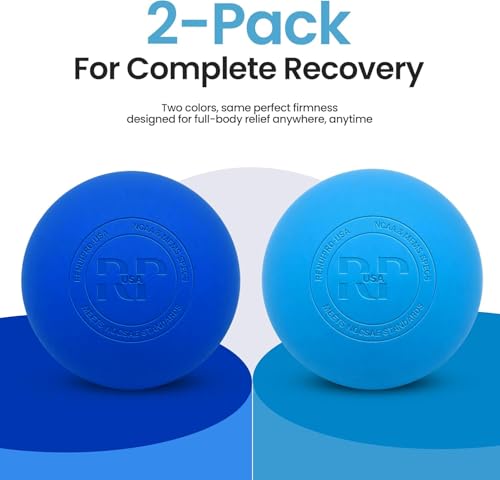 Massage Lacrosse Balls for Deep Tissue Muscle Relief – Myofascial Release & Trigger Point Therapy for Muscle Knots, Back, Feet, Neck & Shoulders – Firm Rubber Mobility Ball Set (2 Pack)