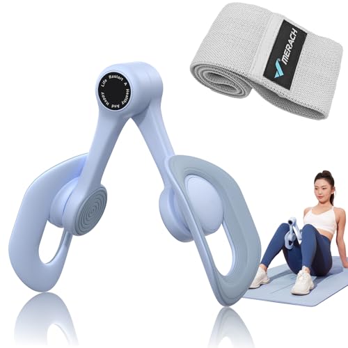 MERACH Thigh Trainer, Pelvic Floor Exercise Devices with Resistance Band, Inner Thigh Exerciser for Women, Home Fitness Equipment for Hip/Leg/Butt - color: Blue