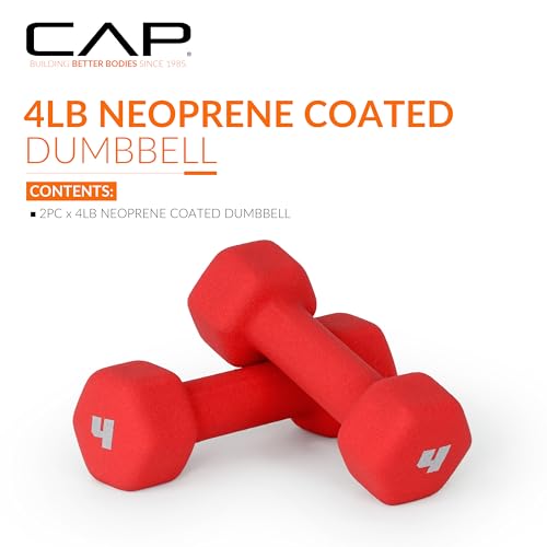 CAP Barbell Neoprene Dumbbell Weights Pairs & Sets | Color Series - style: 4 lb Pair