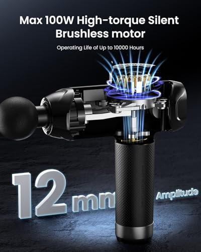 RENPHO Power+ Thermacool Massage Gun with Heat and Cold, Fathers Day Dad Gifts, 12mm Amplitude Deep Tissue Percussion Massager for Professional Athletes, App Controlled Guided Courses, 6 Speeds - color: Soot-black