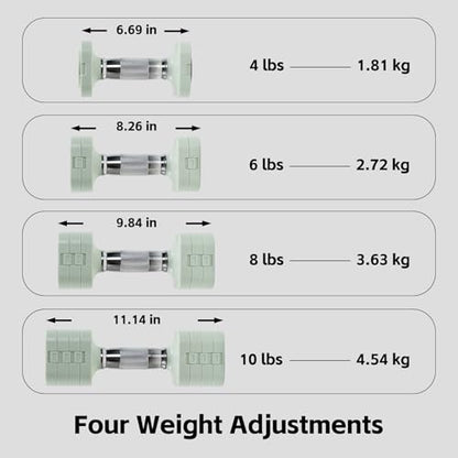 20LBS Adjustable Dumbbell Set, 4 in 1 Free Weights Dumbbells Set for,4lb 6lb 8lb 10lb, with Metal Non Slip Handle，Quick Change，Home Gym Strength Training Equipment for Men and Women