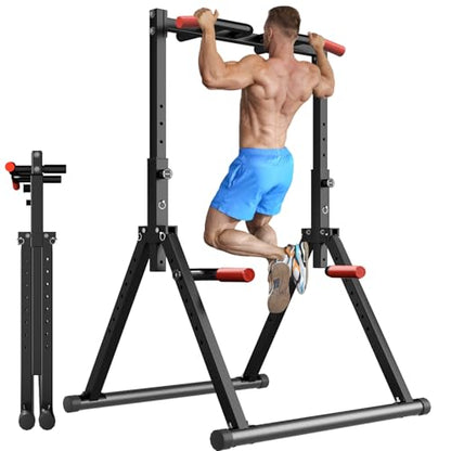 Power Tower Pull Up Dip Station Foldable, Pull Up Bar Station Adjustable, Multi-Function Home Gym, Strength Training Fitness Equipment, Triangular Design, for Home Outdoor - color: Black-Multifunction Bar