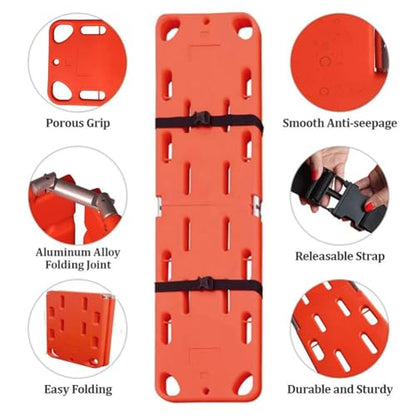 Foldable Lifeguard Spine Board Stretcher - Plastic Backboard, Water Float, 350Lb Capaci, Two-Fold Design for Emerncy Use - color: Two Fold