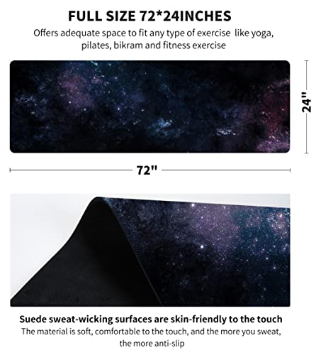nuveti Printed Travel Yoga Mat-1/16 Inch Thick Non Slip Fitness Workout Mat with Carrying Bag, Foldable Lightweight Suede & Natural Rubber Yoga Mat for Yoga Pilates and Fitness 72" L x 24" W x 1.5mm - color: YinXing
