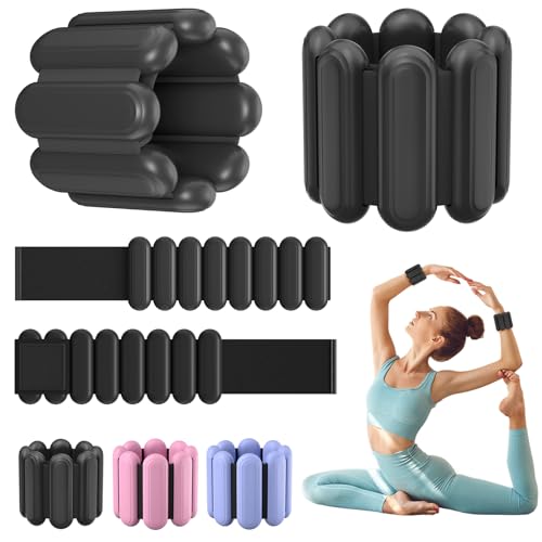 Wrist & Ankle Weights for Women, Wearable Strong Arm & Leg Weights Set of 2(1Lbs Each), Adjustable Ankle Weights for Walking, Yoga, Dance, Barre,Gym,Exercise,Pilates,Walking Running - color: Matte Black