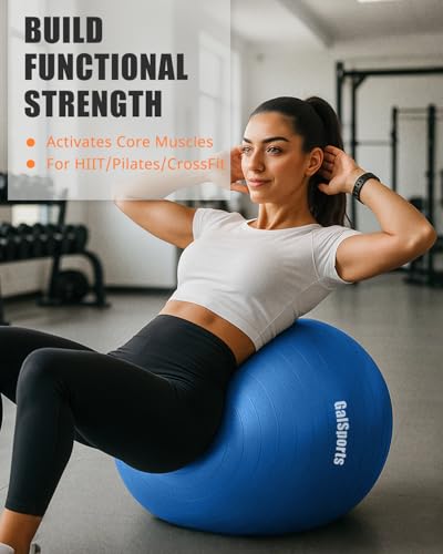 GalSports Stability Ball for Core Training & Physical Therapy – Anti-Burst, Slip-Resistant Yoga Ball for Home Gym, Pilates, Balance & Posture Improvemen