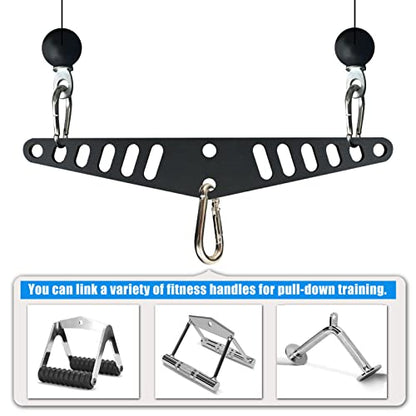 Multi-Grip LAT Pull Down Bar for Home Gym Fitness, Spreader Plate LAT Pulldown Attachments for Pulley System Cable Machine, Double to Single Cable Attachment Exercise Handle - color: Multi Hole Bar 1