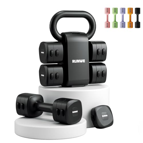 Lightweight Adjustable Dumbbell Kettlebell Set - 4 in 1 Free Weight Set with Kettlebell Grip Converter, Each 2.2 3.3 4.4 5.5lb Quick Change Weight Women Dumbbell Set for Small Spaces Home Gym - color: Adjustable Kettlebell Black
