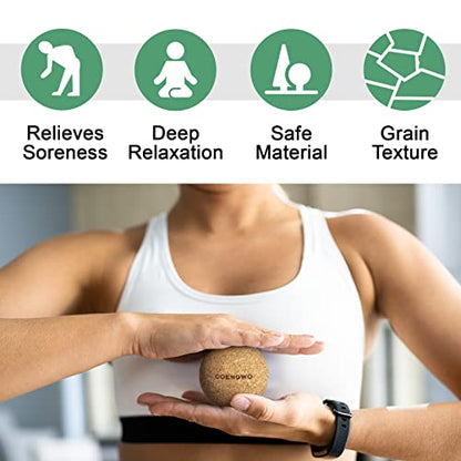COENGWO Cork Massage Ball, Cork Myofascial Release Ball, Yoga Therapy Ball for Trigger Point Therapy, Muscle Knots, Deep Tissue Relief, 3 Inch - size: 3 inches