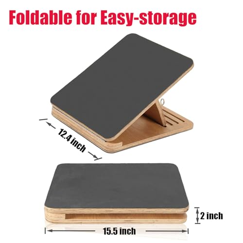 Foldable Calf Stretcher, Portable Wooden Slant Board for Calf Stretching Physical Therapy, Adjustable Foot Incline Board for Squat Stretch, Ankle Leg