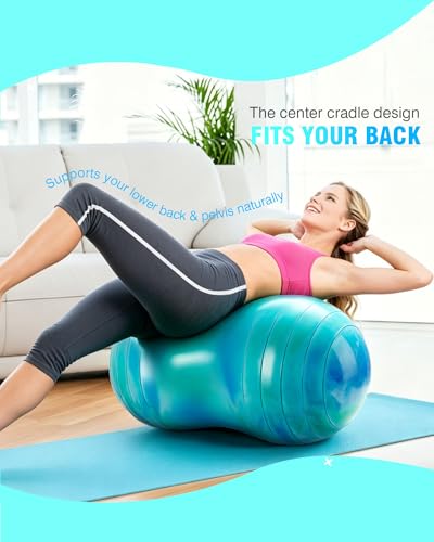ZOOJOY Peanut Ball for Kids and Adults – 18" / 20" Anti-Burst Exercise Ball for Pregnancy and Labor, Sensory Wiggle Seat, Core Strength, Balance, Physical Therapy, Yoga Ball Chair for Home Office