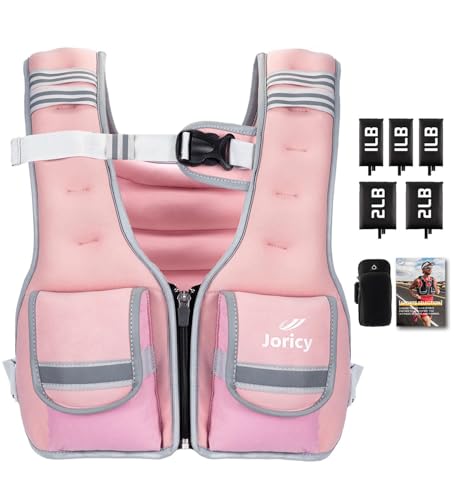 Adjustable Weighted Vest Woman 5-12lb/9-16lb Weight Vest with Reflective Stripe, Zipper Rucking Running Vests for Women Men Workout Walking Strength Training Weight Loss Fitness Weightlifting - color: Pink, size: 5-12 lbs