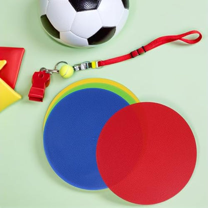 SUPVOX 8pcs Non-Slip Circle Spot Markers Flat Agility Dots Floor Markers for Soccer Basketball Baseball Training Red Yellow Blue Green Sports Speed Agility