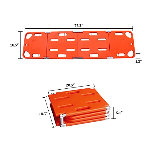 YUEWO Foldable Spine Board Stretcher Backboard for Patient, Transfer Backboard EMT Immobilization Portable Patient Transport Rescue Lightweight PE Plastics Ambulance Stretcher