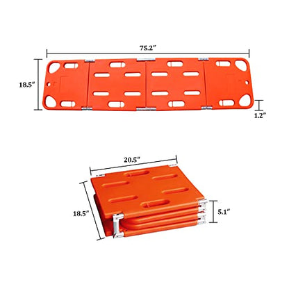 YUEWO Foldable Spine Board Stretcher Backboard for Patient, Transfer Backboard EMT Immobilization Portable Patient Transport Rescue Lightweight PE Plastics Ambulance Stretcher