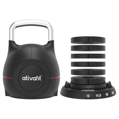 Ativafit 7 in 1 Adjustable Kettlebell 5-44lbs Adjustable Kettlebell with Solid Aluminum Handle Quick Adjustment Weights With Safety Locking Systerm Space Saving Strength Training For Full Body Home Gym Workout