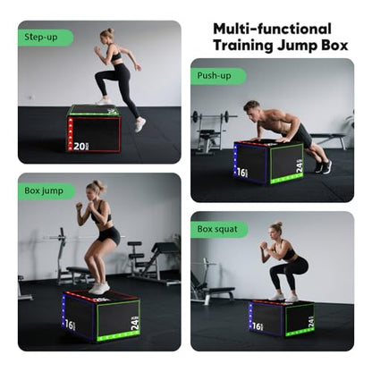 3-in-1 Plyometric Box Set (12/16/20/24/30") - High-Density EPE & Compressed Foam Jump Box for Home Gym, HIIT & CrossFit - Non-Slip Box Jumps, Step-Ups, Squats, Hip Thrusts - size: 16'' x 20'' x 24''（EPE Foam）