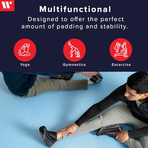 We Sell Mats 1/2 Inch Thickness Multipurpose EVA Foam Floor Tiles, Interlocking Floor Mat for Indoor Gym and Home Use, 24 in x 24 in, Blue, 100 Square Feet (25 Tiles)
