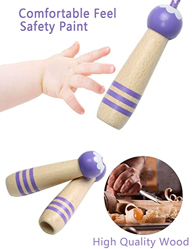 Jump Rope Kids, 7ft Adjustable Cotton Skipping Rope with Wooden Handle for Boys and Girls Fitness Outdoor Exercise - style: Purple