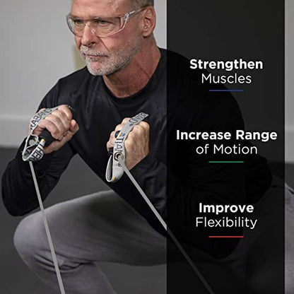 Theraband 21726 Professional Latex Resistance Tubing with Handles for Upper-Body Exercise, Rehab and Conditioning, Super Heavy, Silver