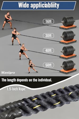 Weight Workout Sled Pulling Rope 1.5" x 30FT, Trainer Physical Training Strength Rope for Tire Pulling, Football Training, Fitness Resistance Exercise Equipment - size: 30ft