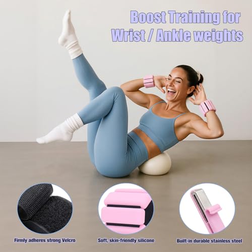 Wrist Weights Set of 2, Ankle Weights for Women Men, Adjustable Wrist Weighted Bracelet forHome, Gym, Yoga, Dance, Pilates, Pool Exercises and Jogging, 2lb