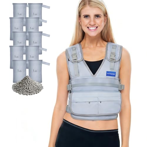 Adjustable Washable Weighted Vest for Women Men, Flexible Cushioning & 4-Layer Breathable Fabric, V-Neck for Walking, Running & Strength Training