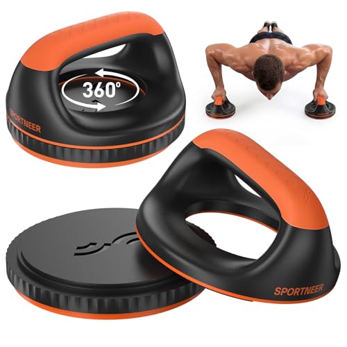 Sportneer 3-in-1 Rotating Push Up Bars, Push Up Stands & Push Up Handles for Floor, 360° Rotation for Wrist-Friendly Training with Detachable Twist Board, Non-Slip Home Gym Equipment 300lbs