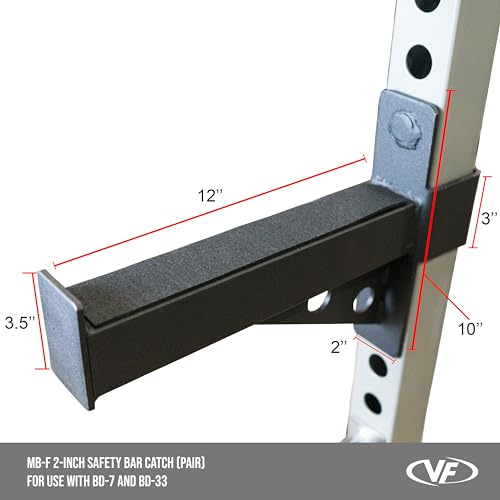 Valor Fitness Power Rack Safety Bar Extension Accessory Set for 2x2 Inch Frame with 1 Inch Hole - Fits Compatible Valor Power Racks - Home Gym Equipment