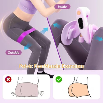 Upgraded Purple Inner Thigh Exerciser with LED Display, 0-70lb Adjustable Inner Thigh Exerciser, Pelvic Floor Muscle Trainer, 360°Hip Trainer for Women Postpartum Recovery