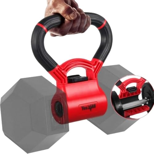 Yes4All Kettlebells Grip, Dumbbell Grip Handle, Convert Dumbbells into Kettlebell for Home Gym, Kettlebell for Weights Plate - color: C. Red/ Black