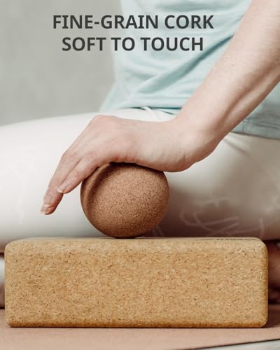 Trideer Cork Yoga Blocks, 2 Pack Yoga Blocks Natural Cork, High Density Yoga Block with Non Slip Surface, Eco-Friendly Yoga Accessories for Women, Ideal for Yoga, Pilates, Stretching