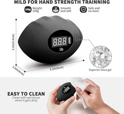 Hand Grip Strengthener, Rechargeable Digital Grip Strength Trainer with LCD Display Up to 220lbs/100kg, Silicone Hand Exercise Ball for Forearm Finger Training & Stress Relief, for Adults and Kids - color: Black&Green