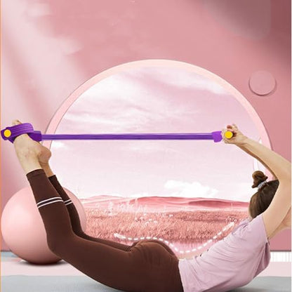 Resistance Band with Pedal Handle 6 Tube Elastic Natural Latex Pull Rope Fitness Bands for Leg Arm Abdomen Waist Stretching Exercising Training - color: Purple