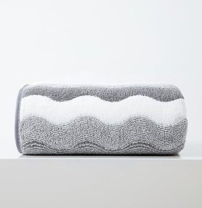 Microfiber Bath Towel 35x70in - Ultra Soft Quick Dry, Lightweight for Gym, Spa, Travel | Hotel Grade & Multi-Use| Single Pack - color: Gray and White Stripe, size: 35*70 Inches
